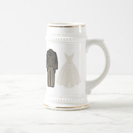 A caneca de cerveja da noiva & do noivo do marfim