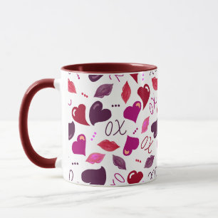 A Caneca do Amor! Corações, Lábios, XOs do Dia dos