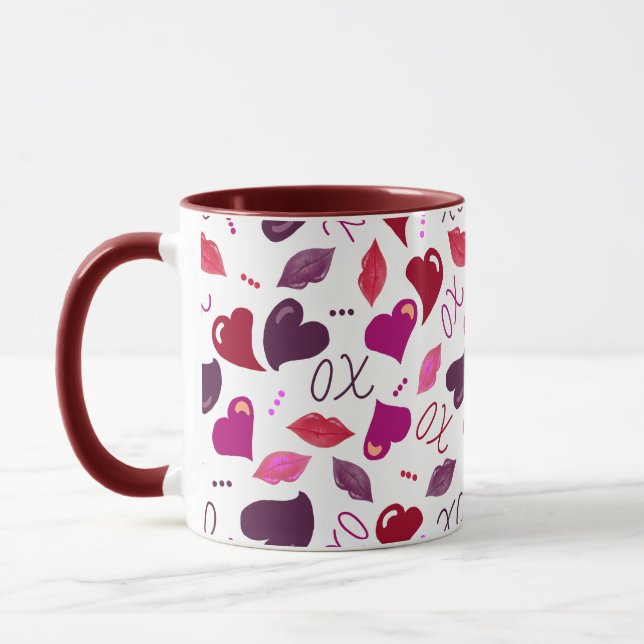 A Caneca do Amor! Corações, Lábios, XOs do Dia dos (Esquerda)