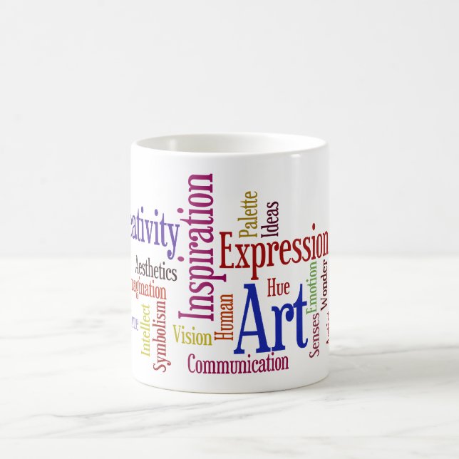 A caneca do artista - inspiração, nuvem da palavra (Centro)