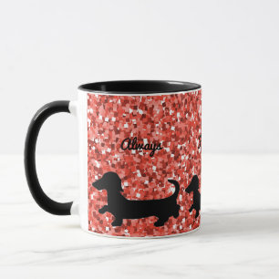 A caneca do Dachshund segue seu presente do amante