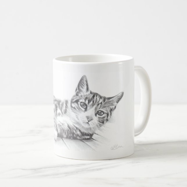 A caneca do gato, caneca da arte do gato, amantes (Frente Esquerda)