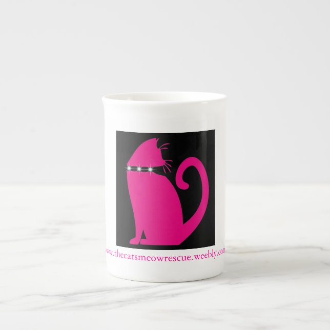 A caneca do gato rosa" do salvamento do Meow do (Frente)