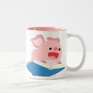 A caneca do porco do livro e dos desenhos animados