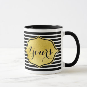 A caneca personalizada adiciona suas listras da
