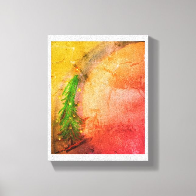 A canvas de Árvore de Natal Mágica brilha em casa (Frente)