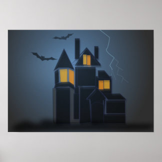 A casa amenizada de poster de halloween