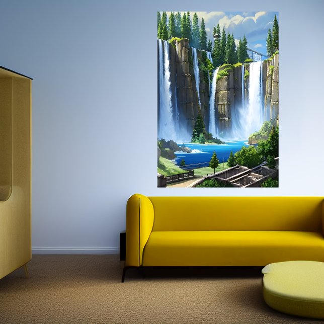 A cascata e o lago | AI Art Poster (Criador carregado)