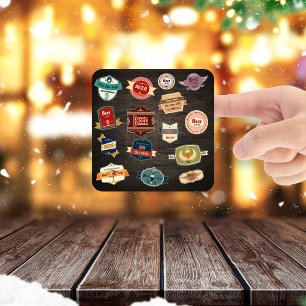 A cerveja retro etiqueta a colagem