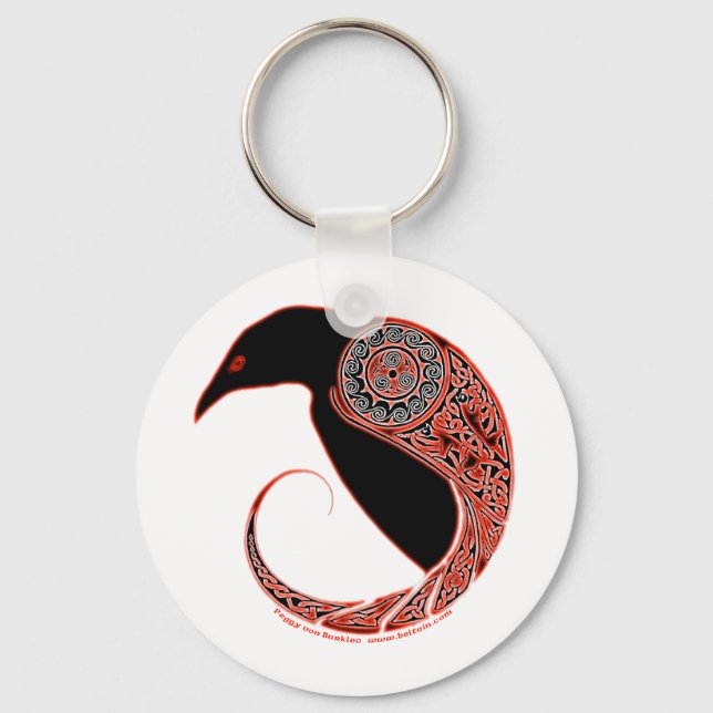 A Chaveiro de Morrigan Celtic Raven, Branca (Frente)