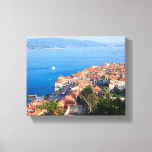 a cidade de Arona e o lago Maggiore em prin canvas