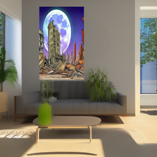 A cidade destruída   AI Art Poster