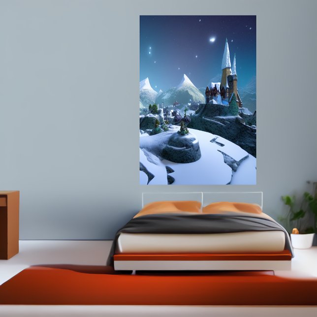 A cidade na montanha | AI Art Poster (Criador carregado)