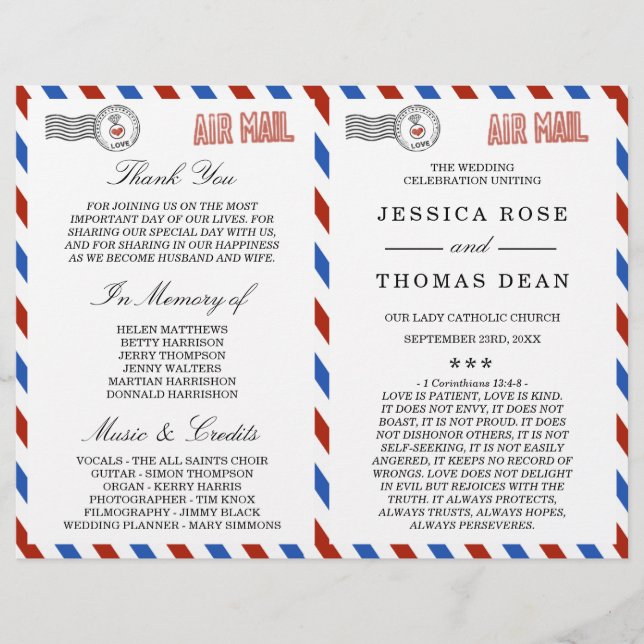 A Coleção de Casamentos de Correio Aéreo Moderno (Frente)