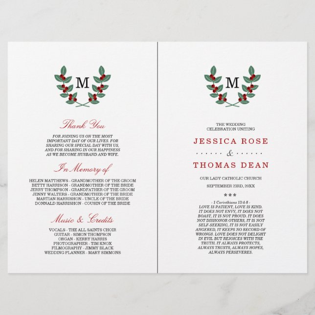 A Coleção de Casamentos do Monograma Berry Bush (Frente)