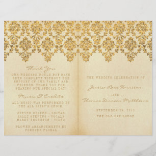 A coleção Dourado Glam do casamento tema damasco