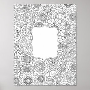 A coloração adulta floresce o poster de DIY