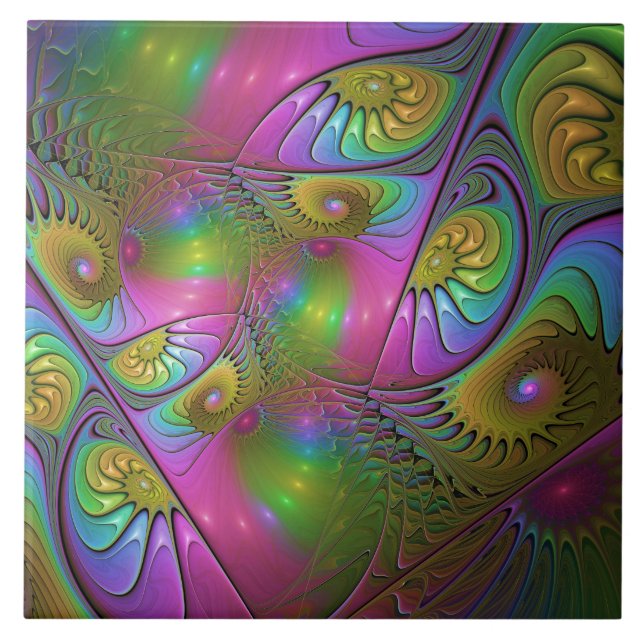 A Colorida Arte Fractal Abstrata Trippy Luminosa (Frente)