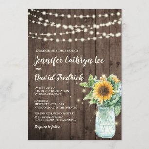 A corda rústica do girassol ilumina o © do convite