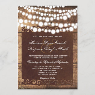 A corda rústica do país ilumina convites do