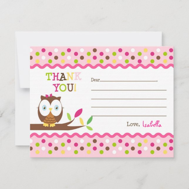 A coruja preenche o obrigado vazio você cartões de (Frente)