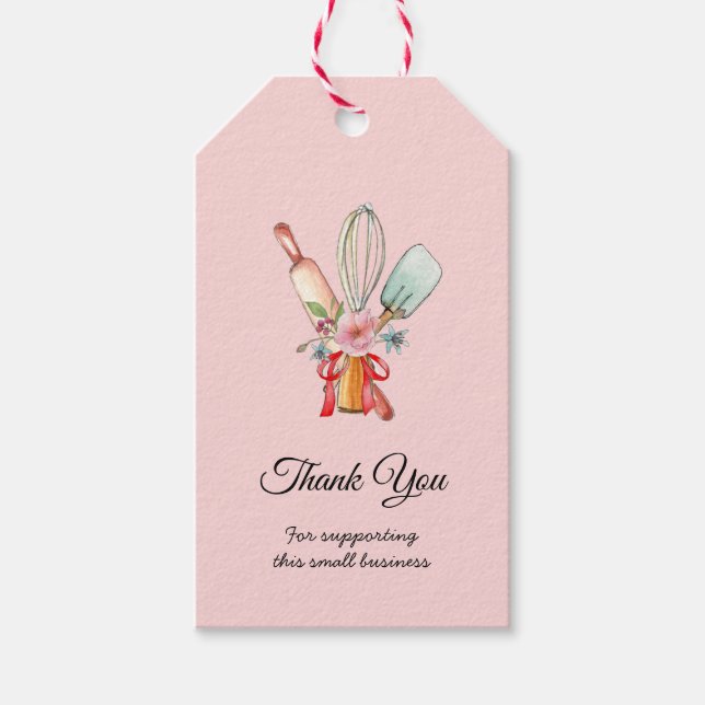 A cozinhar utensílios a rosa Obrigado etiquetas de (Frente)