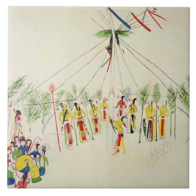 A dança de Sun do Shoshone (pigmento na musselina) (Frente)