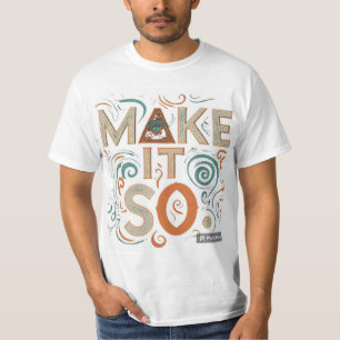 A design da camiseta apresenta a frase "Faça assim