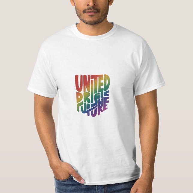 A design da camiseta "United Pride Bright Future" (Frente)