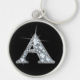 "A" Diamond Bling Impressão Chaveiro