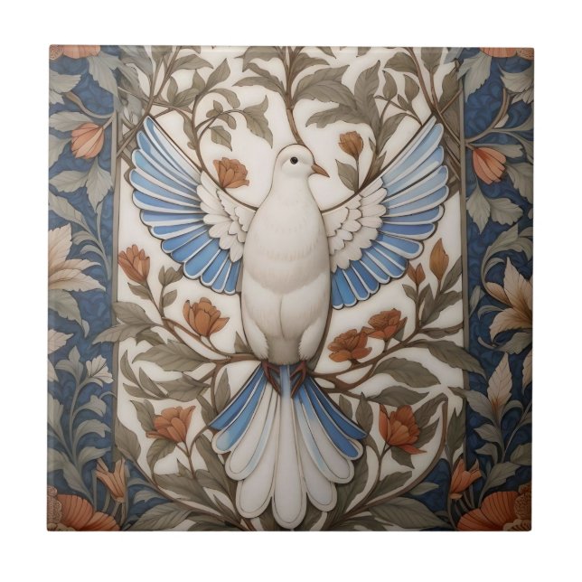 A Dove Pacífica William Morris Inspirou Floral (Frente)