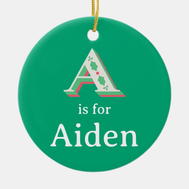 A é para o Enfeite de Natal Personalizado A Nome  (Frente)