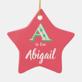 A é para o enfeite de Natal personalizado Abigail