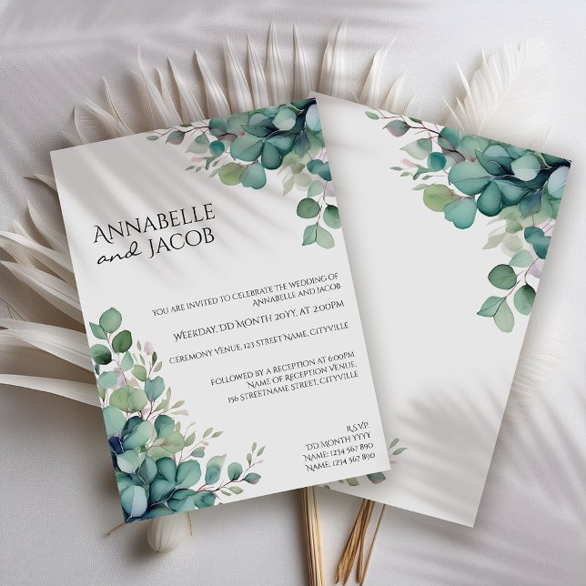 A Elegante Watercolor Deixa O Convite De Casamento (Criador carregado)