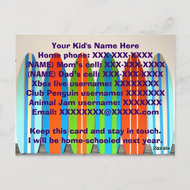 A ESCOLA ESTÁ FORA! Cartão de contato (Verso)