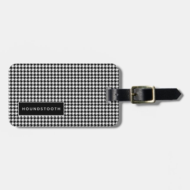 A Etiqueta de Bagagem de Houndstooth Personalizada (Frente Horizontal)