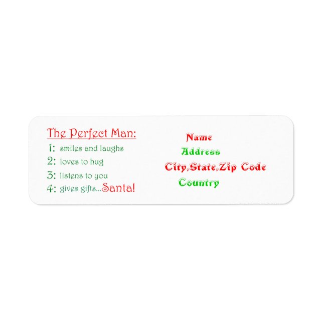 A etiqueta do endereço de natal do Homem perfeito (Frente)
