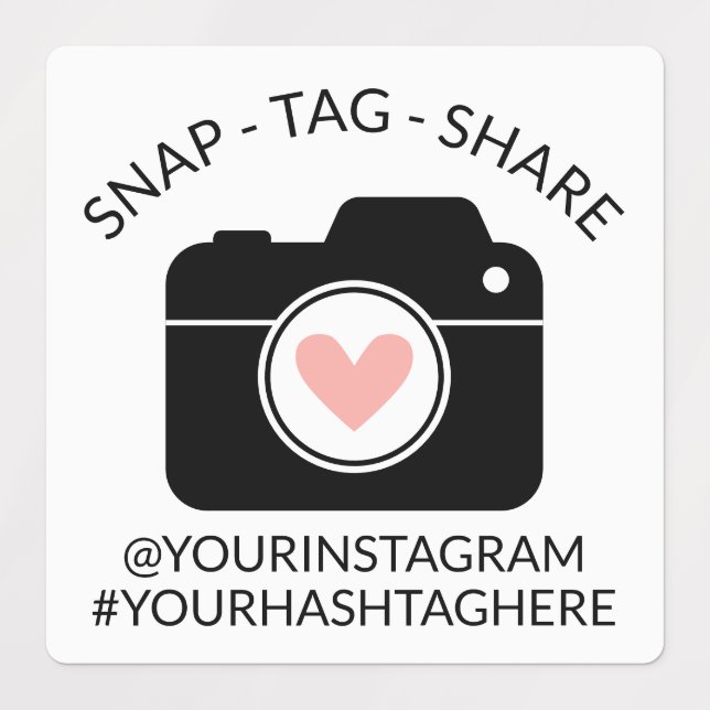 A Etiqueta do Heart Snap Compartilha Sua Hashtag e (Design 1)