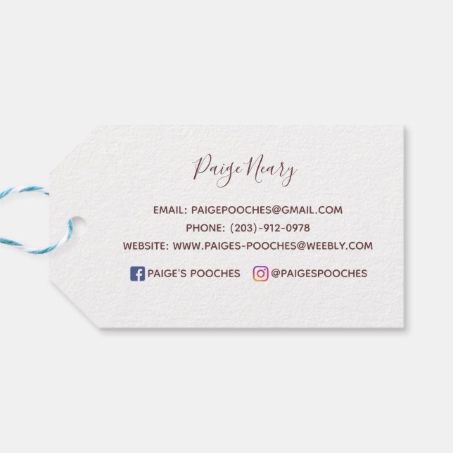 A etiqueta do presente da Paige (Verso Horizontal)