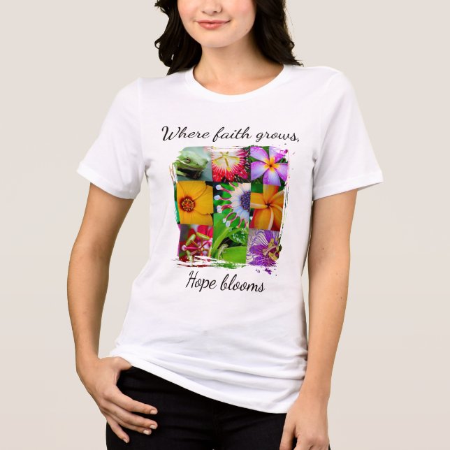 A Fé Cristã Cresce Colagem de Flores Esperança Flo (Frente)