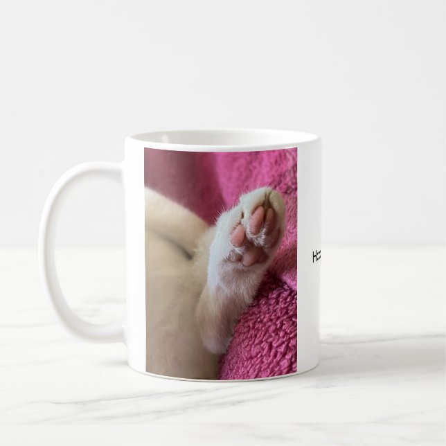 A felicidade é um gato quente. Caneca de Café do G (Esquerda)