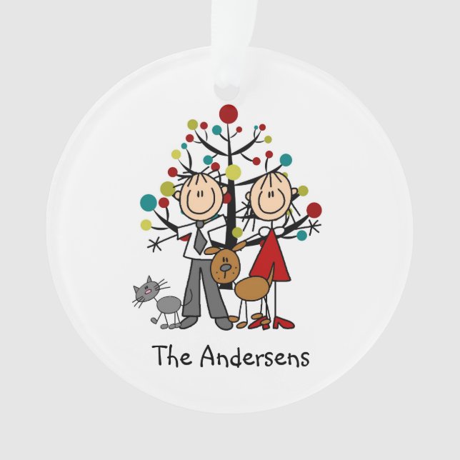 A figura casal da vara, gato, persegue o ornamento (Frente)