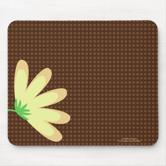 A flor amarela Brown pontilha Mousepad (Frente)