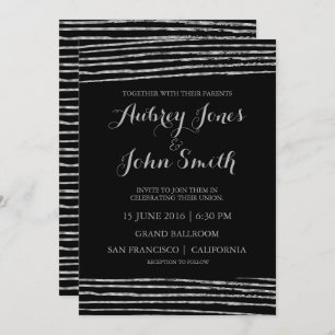 A folha de prata do falso listra o convite preto