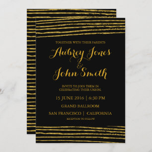 A folha Dourado do falso listra o convite preto do