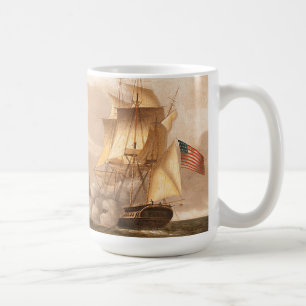 A fragata da navigação do oceano envia a caneca