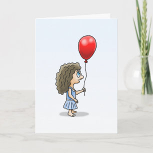 A garota com o cartão de aniversário do Balão Verm