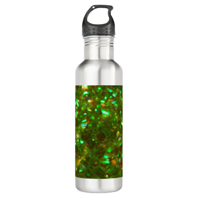A garrafa de água de aço verde brilhante Glitter G (Frente)