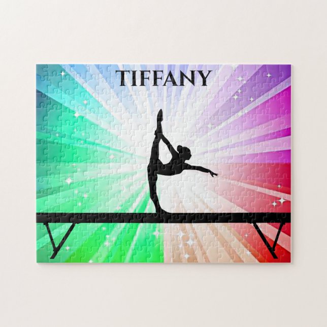 "A ginástica acende quebra-cabeça com ginasta no f (Horizontal)