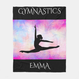 A ginástica leva um cobertor com nome personalizad